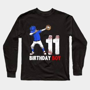 11 Year Old Birthday dabbing Baseball Long Sleeve T-Shirt